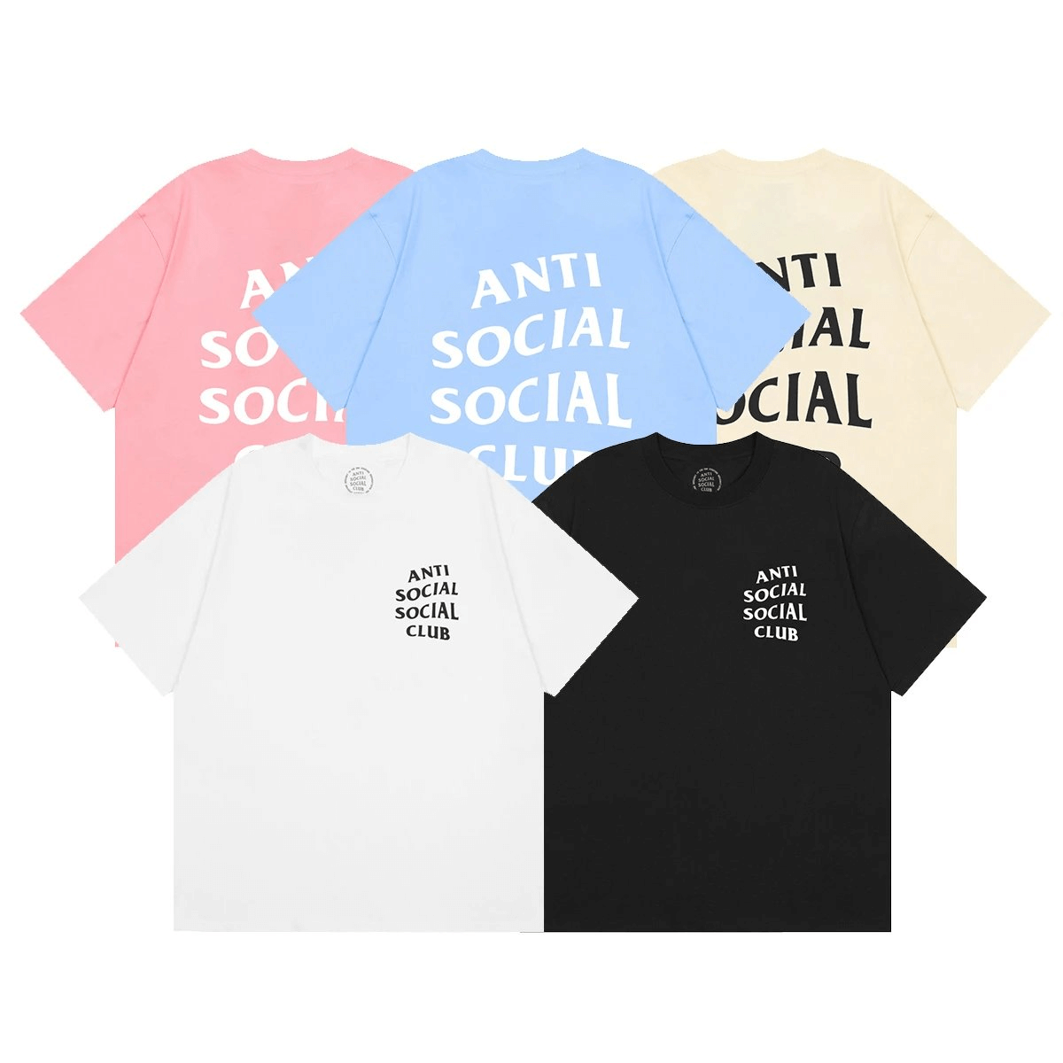 Anti Social Social Club Basic Tee Pink Light Blue Beige White Black T-Shirts