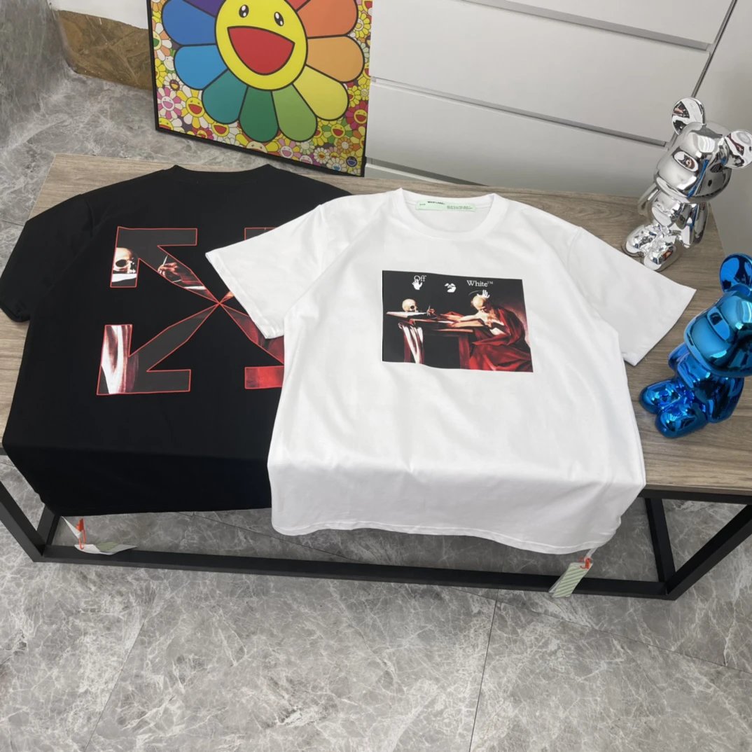 OFF-WHITE Caravaggio Men's SS21 Jersey & S/S Over Tees in Black, White/Red with Arrow & Caravaggio Prints