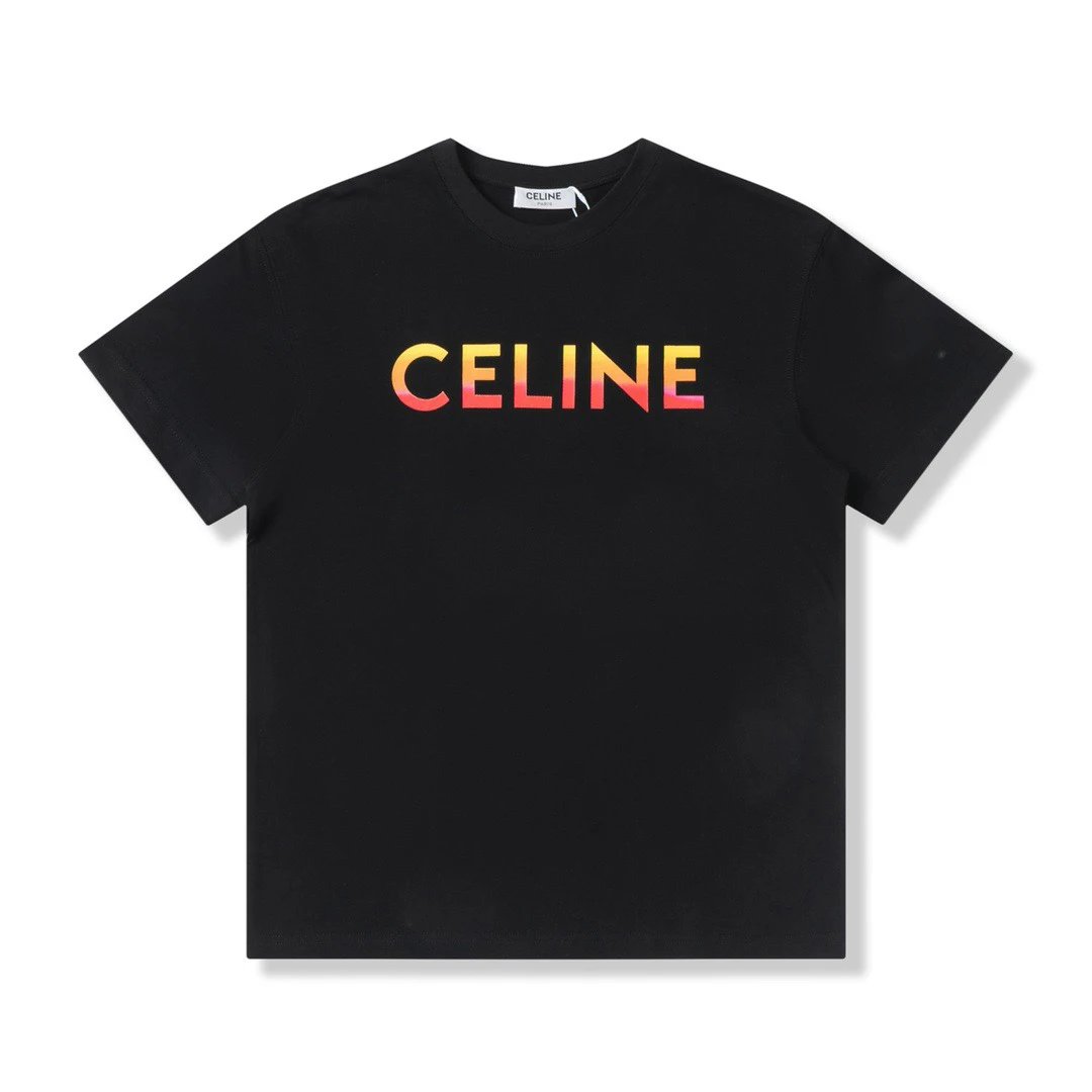 celine logo t-shirt black t-shirts