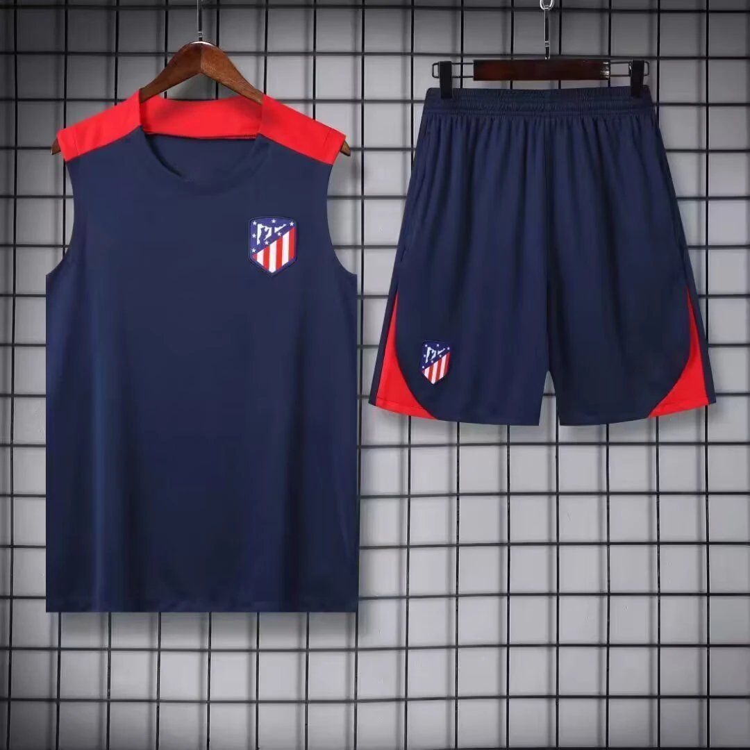 Atletico Madrid Sports Jersey and Shorts Set Navy Blue