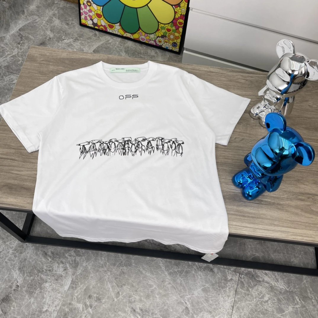 Off-White T-Shirts including Slim Fit Airport Tape in Black & Oversized Fit Alien