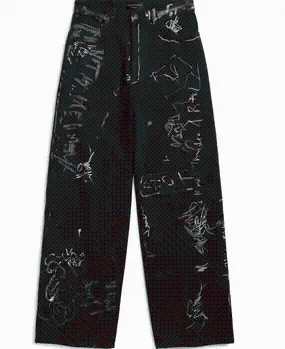 Black Graffiti Wide-Leg Pants