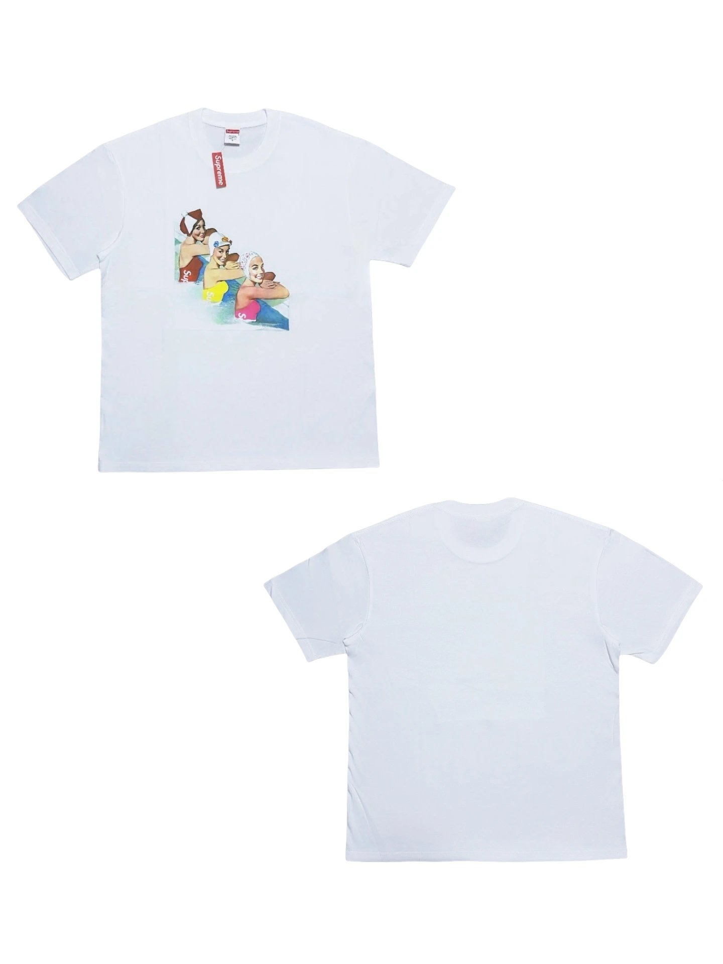 Supreme SS18 Swimmers Tee in White and Mustard, Unisex, Small & US L sizes
