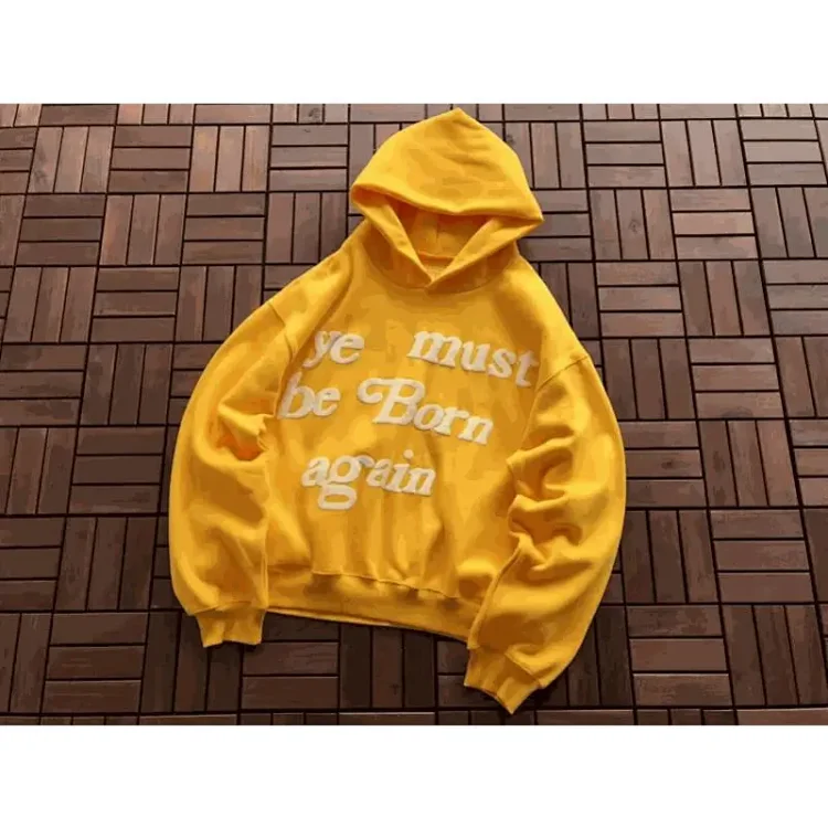 Yellow Hoodie with Text, Yellow, Hoodies