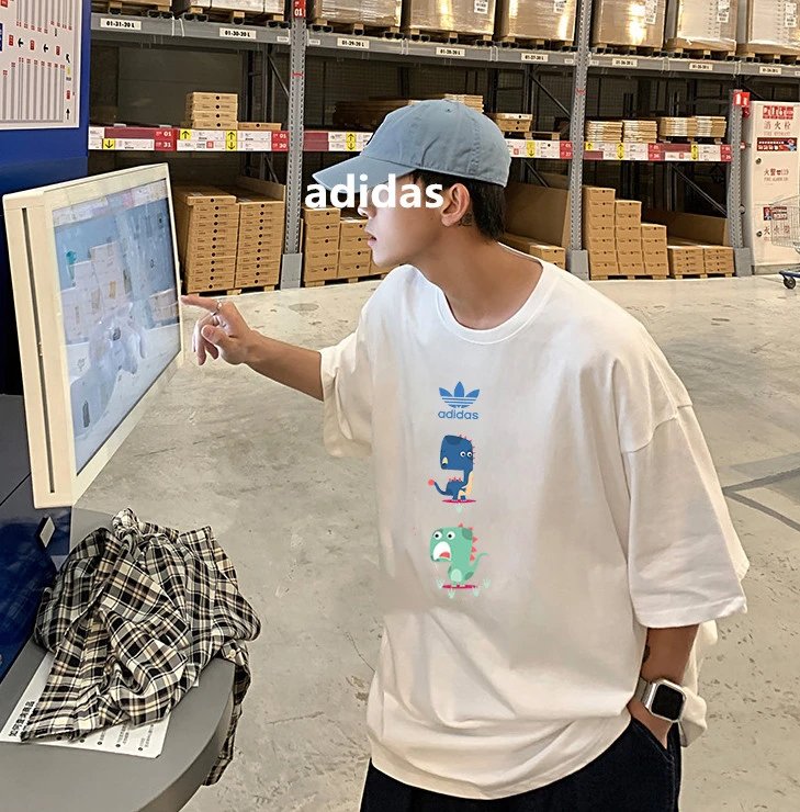 adidas cartoon graphic white T-Shirt