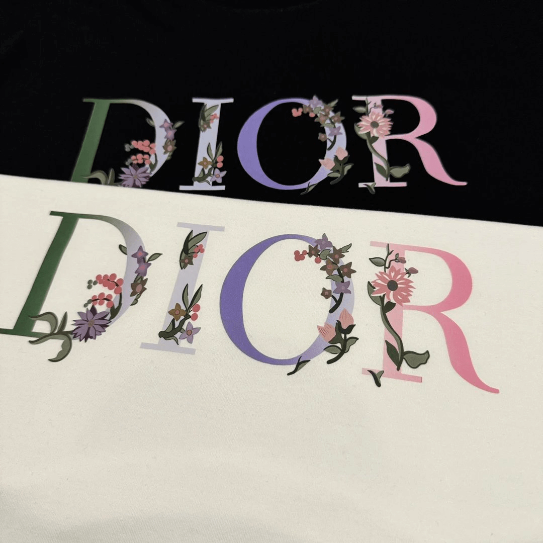 Dior Floral Logo T-Shirt Black T-Shirts