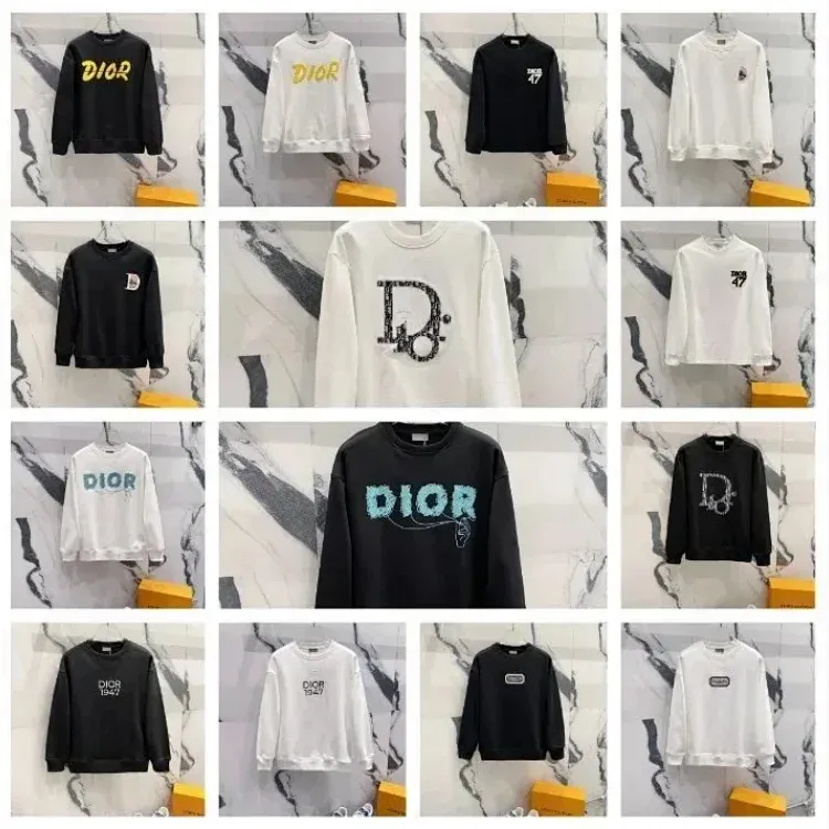 DIOR Logo Sweatshirts Black White Hoodies