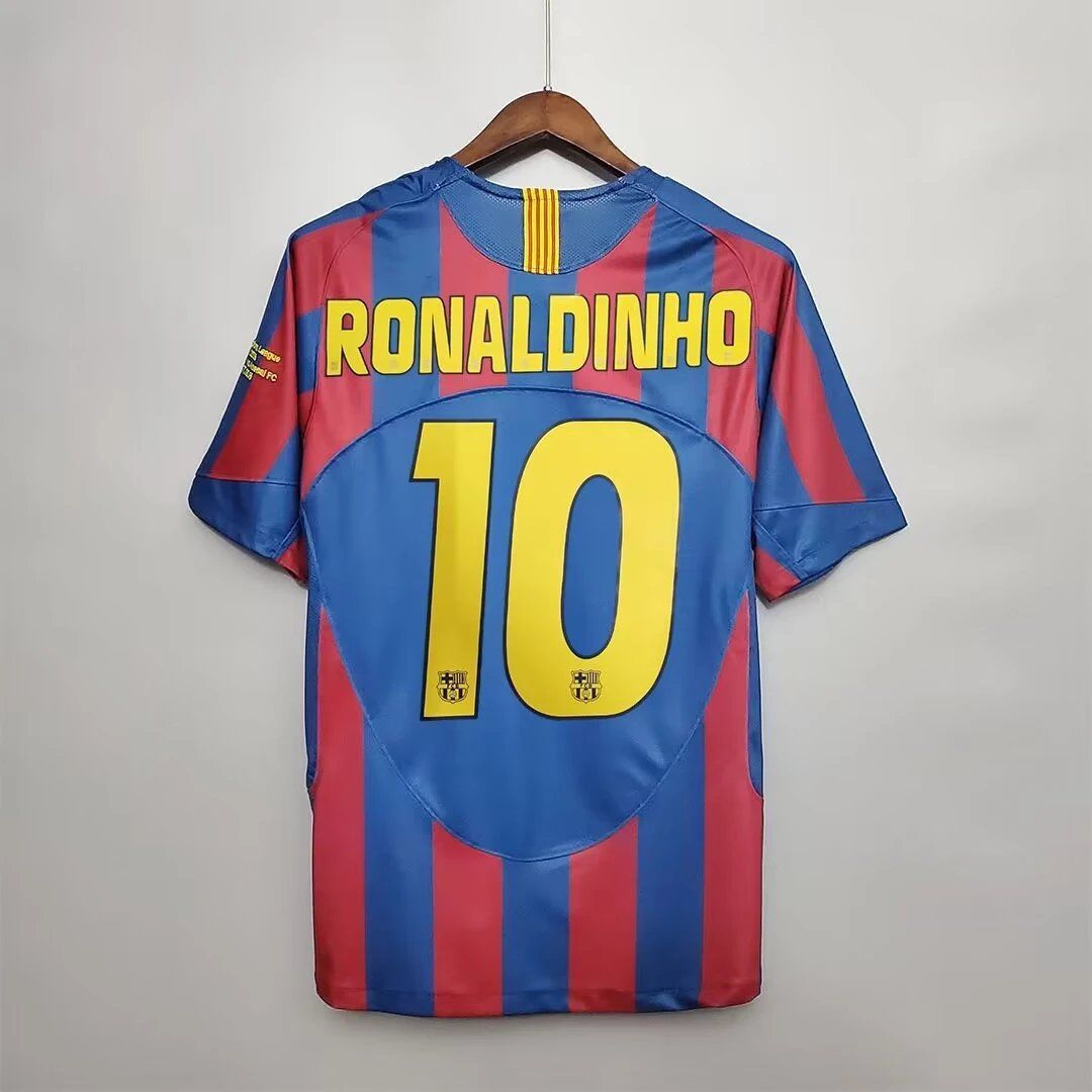 FC Barcelona Ronaldinho Jersey Blue and Red