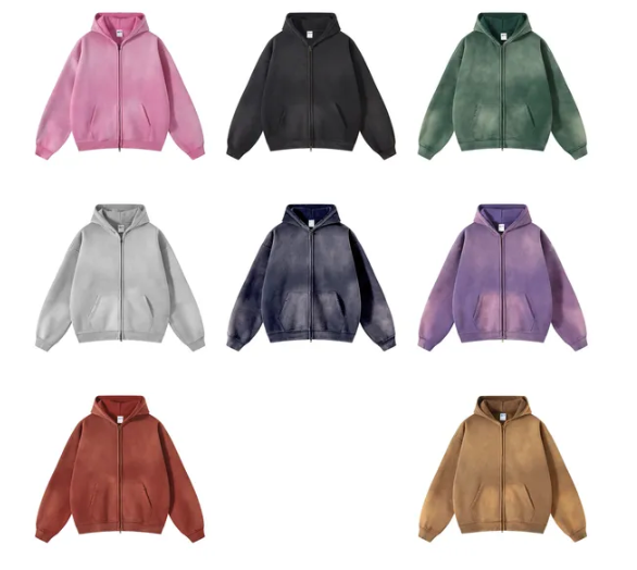 Distressed Washed Zip-Front Hoodie | Unbranded Essential