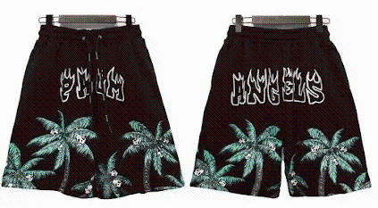 Palm Angels Black Printed Sport Shorts