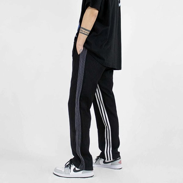 Adidas Black Track Pants with White Stripes