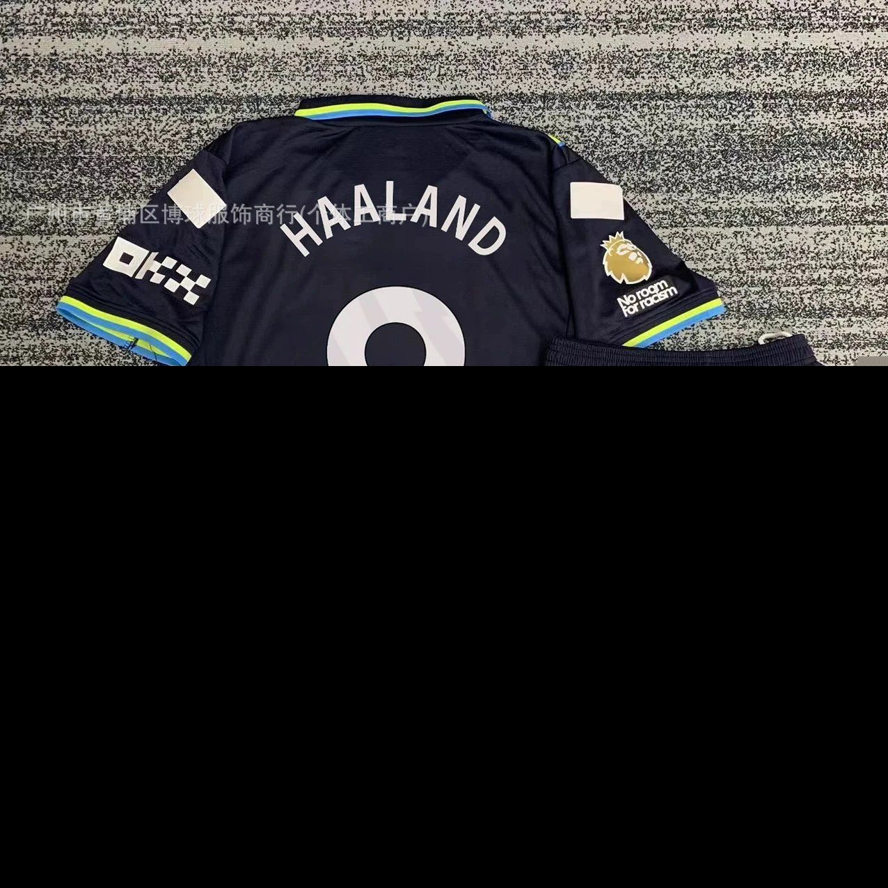 Manchester City Haaland Jersey Black and Neon Yellow