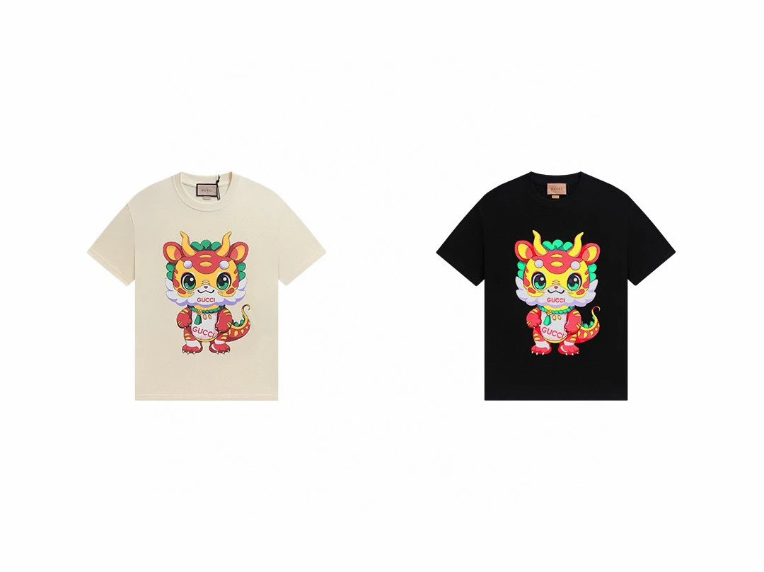 gucci dragon print t-shirt beige t-shirts