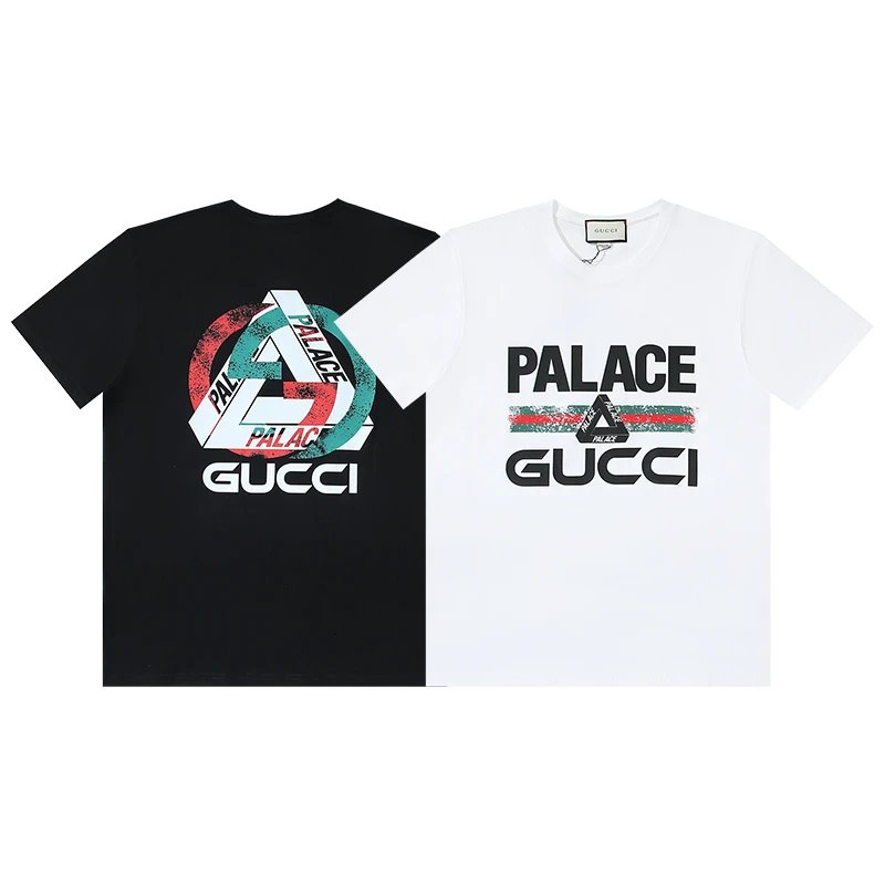 palace x gucci logo t-shirt black/white t-shirts