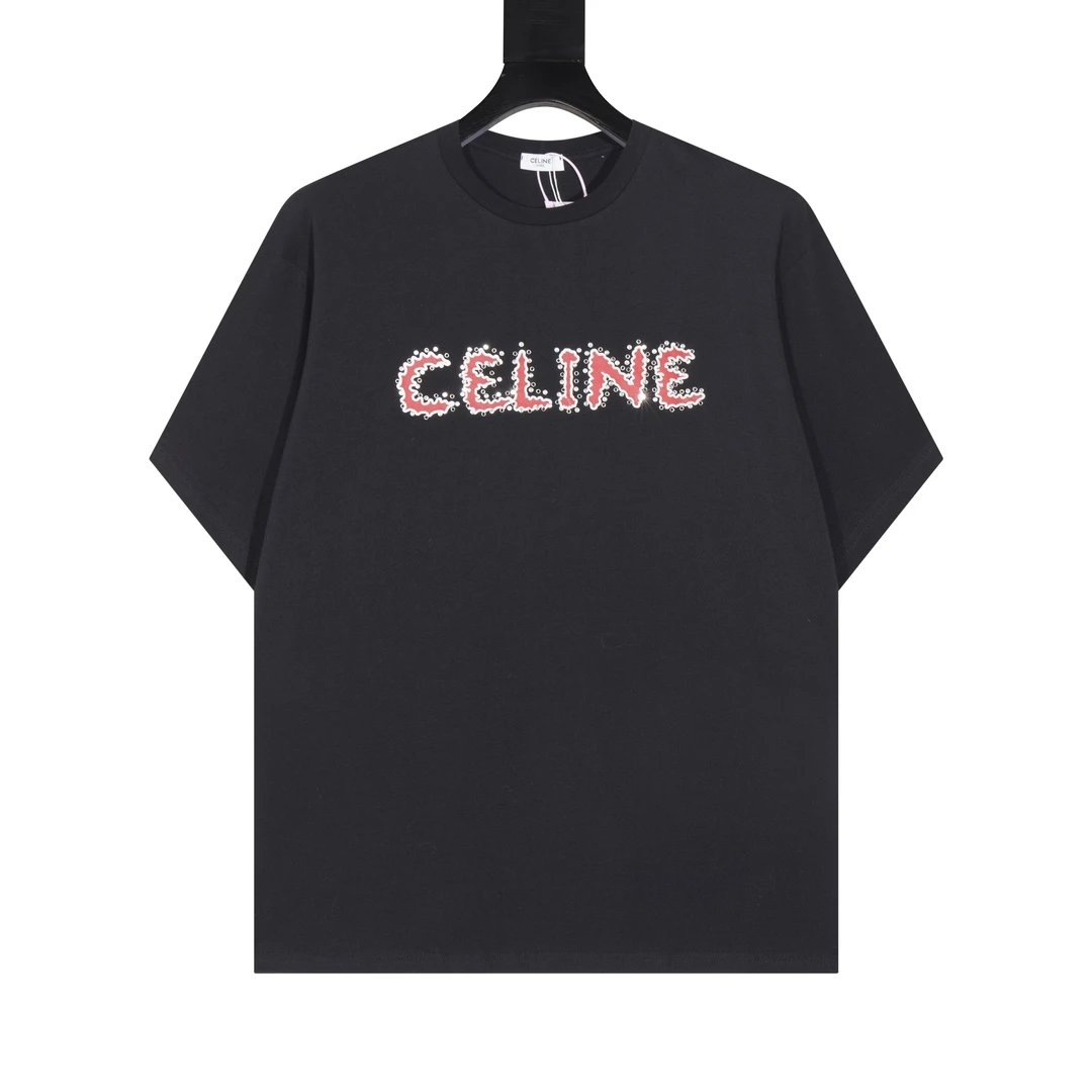 celine logo t-shirt black t-shirts