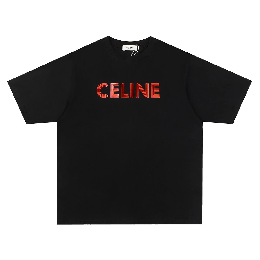 celine logo t-shirt black t-shirts