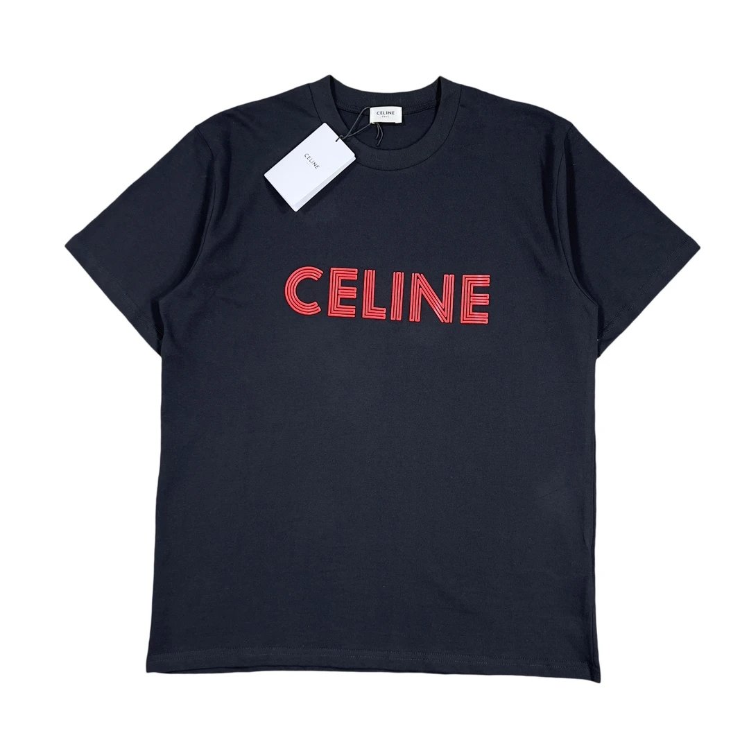 celine logo t-shirt black t-shirts