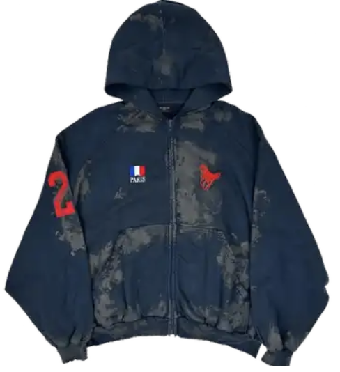 Paris Zipped Hoodie Navy Blue Hoodies