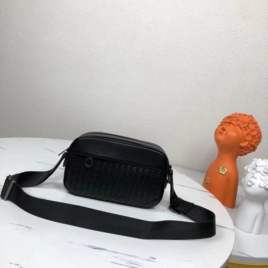 Bottega Veneta Woven Leather Crossbody Bag Black Mise