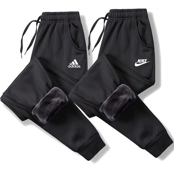 Unisex fleece-lined sweatpants, high-quality winter long pants, M-5XL, cuffed