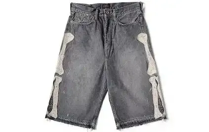 Denim Shorts with Bone Pattern
