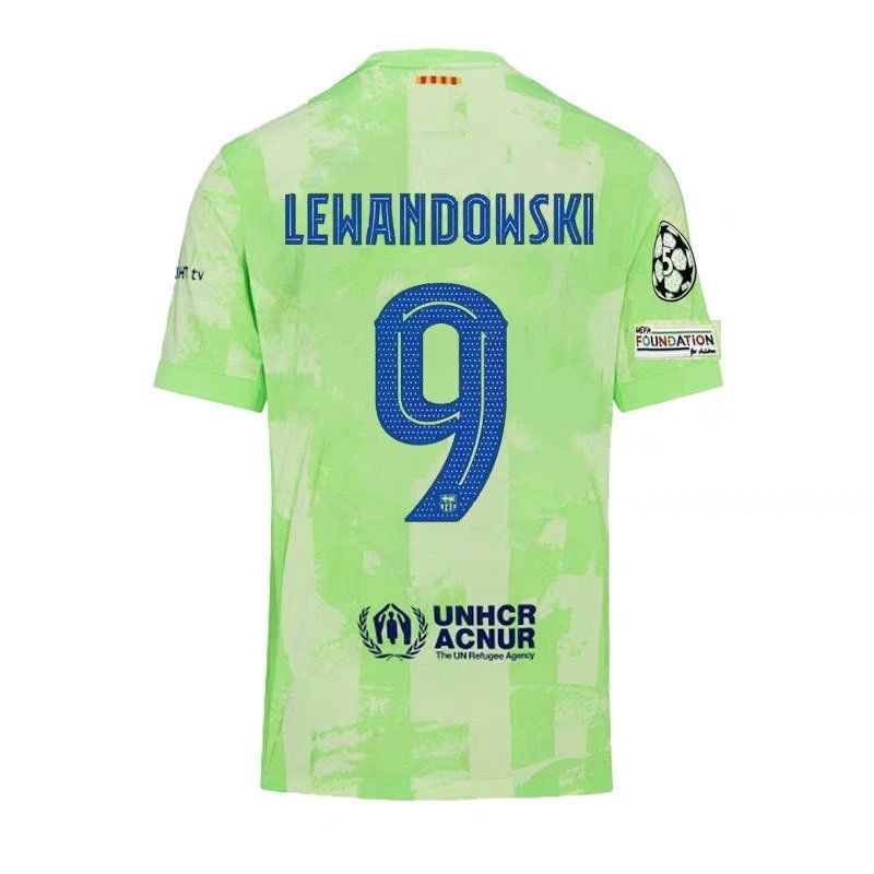 FC Barcelona Lewandowski #9 Away Jersey 2023/24 Green