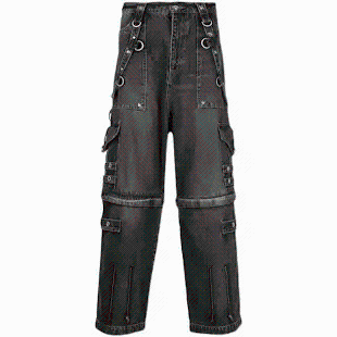 Black Cargo Pants with Metal Ring Accents – Utility Style