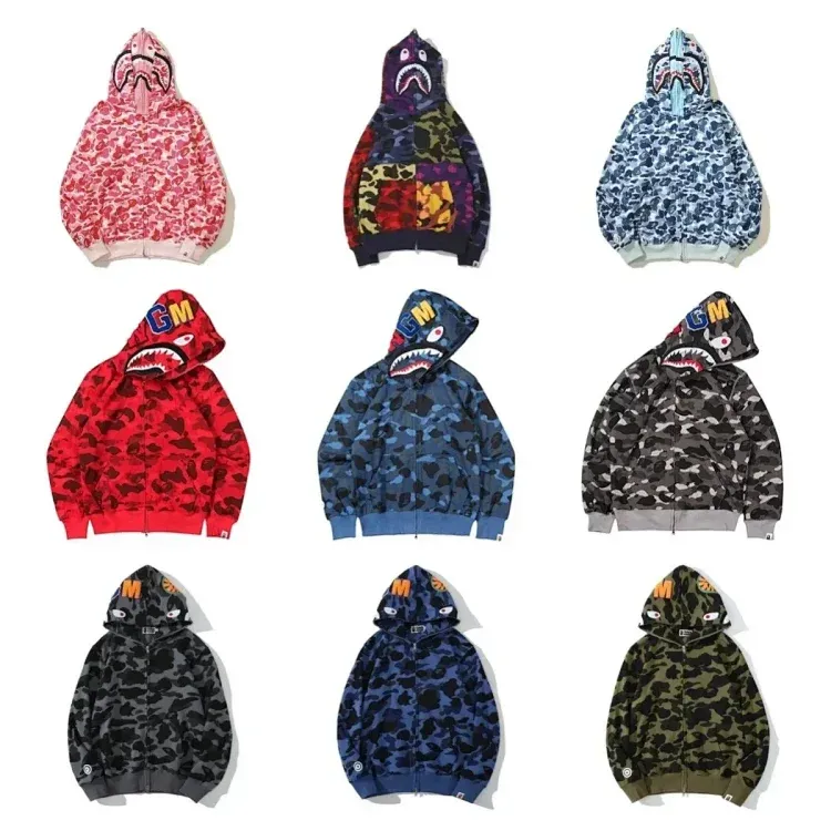 BAPE Shark Hoodie Camouflage Colors Hoodies