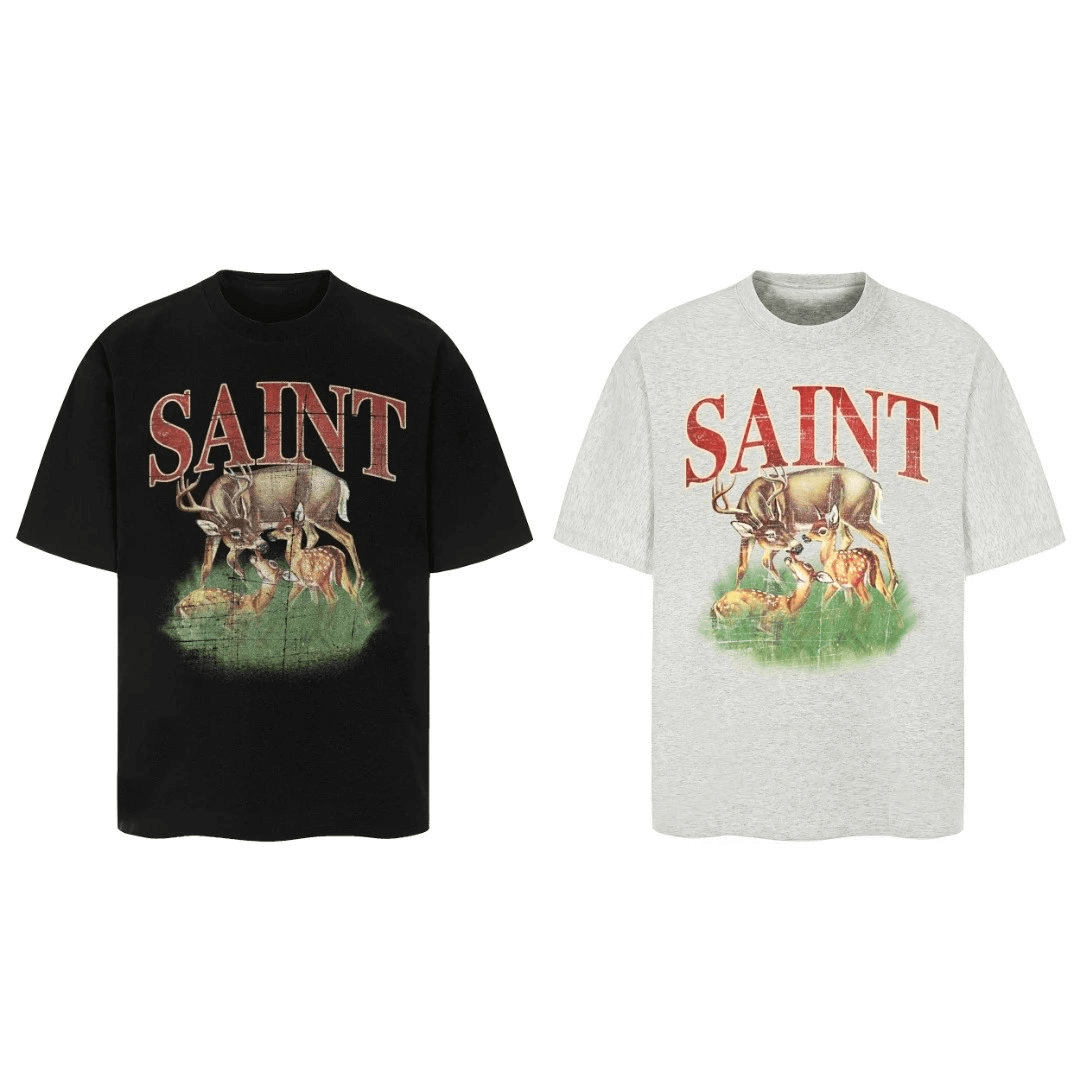SAINT Deer Graphic T-Shirt Black T-Shirts